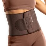 ActiveGear Waist Trainer for Women & Men – Skin Colored Sweat Band Waist Trimmer Belt for a Toned Look - Reinforced Trim and Hook & Loop Closure (Cocoa, Large: 9” x 46”)