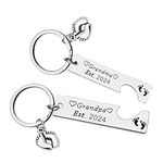 Dabihu Grandchild Announcement Gift for Grandma Grandpa to Be Grandma and Grandpa Est 2024 Keychain Set New Grandparents Gift Grandparents to be Keyrings New Grandma Keychain New Grandpa Gift