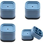 SPOLIK Bed Risers, 3 Inch, Stackable, Adjustable, Anti Vibration, Blue, Plastic, Square, 4 Pack, For Beds, Desks, Sofas, Tables, Chairs