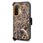 Jackpot Wireless for Samsung Galaxy S22 Case, Holster Protection Full Body Belt Clip Heavy Duty Case with Built in Screen Protector, Shockproof Protection Durable Cover (Camo)