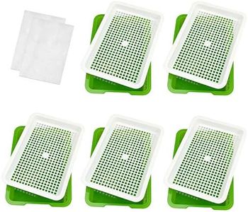 Seed Sprouter Tray, 5 Pack Seed Germination, BPA Free Wheatgrass Cat Grass Microgreens Growing Kit, Great for Garden Home Office