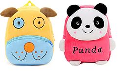 blue tree Kids School Bag Soft Plush Backpack Cartoon Bags Mini Travel Bag for for Girls Boys Toddler Baby Cute Dog & Pink Panda