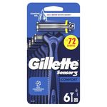 Gillette Sensor3 Comfort, Disposable Razors For Men, 6-Pack Razors