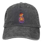 Baseball Cap Magic Mushroom Adjustable Vintage Cotton Adult Trucker Denim Dad Hat Cowboy Hats for Women Men, Tie Dye Pineapple, One size