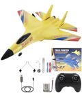 KIDSZILLA Rc Airplane 2.4 Ghz Remote Control Airplane Glider, 2 Ch Easy To Fly Remote Control Fighter Jet, Epp Foam Rc Aircraft With Automatic Balance Gyro For Kids/Adult Kids-3, Yellow