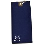 Personalised with Initials Crossed Golf Clubs Design Navy Blue Towel