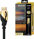 Monster 6 ft UHD Gold HDMI Cable, Supports 4K Resolution, Speeds of 60 Hz and 21 Gigabytes per Second, Compatible with OLED and QLED TVs