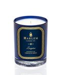 Harlem Candle Company Langston Luxury Candle, 11 oz Blue Glass Jar, Double Wick, Soy Wax, Gift Box, Jasmine, Sandalwood, Nutmeg, Cloves, Vanilla, Leather, and Amber