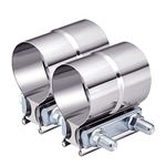 EVIL ENERGY Exhaust Clamp, Lap Joint Band Clamp Stainless Steel (2.25 Inch,2Pcs)