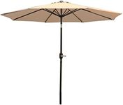 Sunnydaze 9-Foot Patio Umbrella - Push-Button Tilt and Crank Handle - Aluminum Pole and Polyester Shade Canopy - Beige