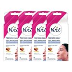 Veet Face Wax Strips for Sensitive Skin (4 strips + 1 post finish wipe) (Pack of 4) | Painless, Quick & Gentle Facial Hair Removal | Ready to Use for Upper Lip, Eyebrows, Chin, Sidelocks