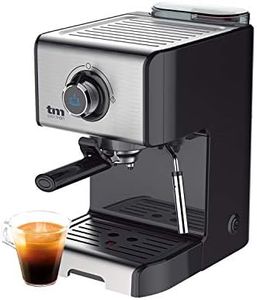 TM Electron TMPCF101 cafetera Espresso Manual con 15 Bares de presión, 1200W, depósito 1,2 L, espumador de Leche, 3 Funciones, Fabricado en Acero Inoxidable