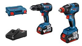 Bosch Professional 18V System Cordless Impact Driver GDX 18V-200 and Cordless Combi Drill GSB 18V-55 (incl. 2X 4.0 Ah GBA 18 V Rechargeable Battery, Quick Charger GAL 18V-40, in L-Case)