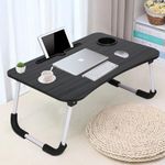 YOGIMART-Laptop-Bed-Tray-Table-Laptop-Desk-for-Bed-Foldable-Lap-Desk-Stand-Notebook-Desk-Adjustable-Laptop-Table-for-Bed-Portable-Notebook-Bed-Tray-Lap-Tablet-with-Cup-Holder- (Black)