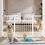 Mom's Choice Award Winner-BABELIO 29-55 Inch Extra Wide Baby Gate, Metal Dog Gate, Pressure Mounted Pet Gate for Stairs & Doorways, NO Tools Needed NO Drilling, with Y Threaded Spindle Rods, White