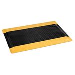 The Workplace Depot Anti Fatigue Matting – Chequered Floor Mat, PVC Foam with Yellow Safety Border – Industrial Workstation & Warehouse Comfort