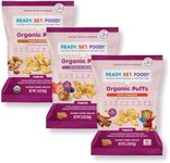 Organic Puffs - Early Allergen Introduction Snack Puffs w/ 9 Top Allergens by Ready Set Food, No Added Sugar, Babies 8+ Months, Variety 3-Pack (Peanut Butter Berry, Apple Cinnamon, Pumpkin Banana)