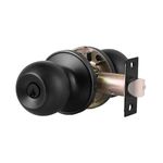 RS Entry Door knob with Lock, One Key-Way Entrance Door Knob Entry with Key Handle, Standard Ball (Entry with Key, Matte Black)