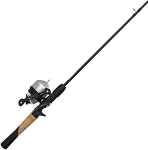 Zebco 33 Spincast Reel and Fishing Rod Combo, 5-Foot 6-Inch 2-Piece Fiberglass Rod, QuickSet Anti-Reverse Fishing Reel with Bite Alert, Includes 29-Piece Tackle Kit, Silver/Black