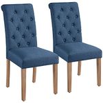 Yaheetech Set of 2 Dining Chairs Upholstered High Back Soft Padded Seat Side Fabric Chairs for Kitchen Living Room, Blue