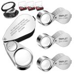 SUNJOYCO Jewelers Loupe Magnifier, 40X Magnifying Glass with Light, 10X 20X 30X Jewelry Eye Loop Pocket Magnifier