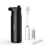 BRITA LARQ iQ Digital Filter Water Bottle Black (680ml) with Hydration Tracking App, Activated Carbon Water Filter & UV-C - neutralises 99.99% bacteria, reduces micro impurities, PFAS & more
