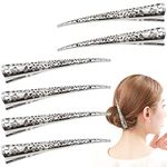 DonLeeving 6 Pcs Duckbill Hair Clips Hollow Style Metal Alligator Hair Clips Duckbill Hairpins Non- slip Hair Barrettes Hair Grip without Teeth for Hair Styling Sectioning, Silver