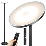 OUTON Floor Lamp, LED Dimmable Modern Torchiere Lamp 30W 2400LM, Tall Standing Lamp with 4 Color Temperatures, Remote and Touch Control, 1 Hour Timer for Living Room Bedroom (Matte Black)