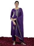 INDO ERA Women's Embroidered Straight Kurta & Pant With Dupatta Set (KH9PR7955_Small)