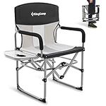 KingCamp Folding Camping, Heavy Duty Portable Directors Chairs for Adult with Side Table Mesh Back Compact Style for Outdoor, Outside,Lawn,Sports,Fishing,Beach,Picnic,Concert,Trip, Black-1 Pack