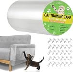 Lewondr Anti-Scratch Cat Scratching Deterrent Tape, 7.87x118 inches Transparent Clear Cat Scratch Furniture Protector, Single Side Cat Scratch Training Tape with 30 Pins for Couch,Carpet,Doors