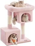 Feandrea Cat Tree, 33.1-Inch Cat Tower, L, Cat Condo for Large Cats up to 16 lb, Large Cat Perch, 2 Cat Caves, Scratching Post, Jelly Pink UPCT061P01