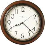 Howard Miller Kalvin Wall Clock 625-418 – Medium Brown Cherry Finished Case, Charcoal Gray Accents, Modern Home Decor, Classic Round Design, Quartz Movement