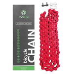 Positz Single Speed Bicycle Color Chain for Fixie, City, Urban, Crusier and BMX Bikes (Red)