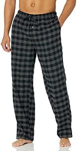 Amazon Essentials Men's Flannel Pajama Pant (Available in Big & Tall), Black/Grey, Buffalo Plaid, X-Small