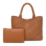 Woven Bags for Women Vegan Leather Woven Shoulder Bag Handmade Woven Tote Bags for Women with Inner Bag