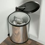 Mono waste bin, 15 litres kitchen swing out and open lid stainless steel bin