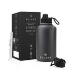 SOLARA Insulated Water Bottle 2000ml, Hot Water Bottle, Thermosteel Water Bottle for Travel, Home, Office, School, Gym, Adults, Water Bottle Hot and Cold, Sipper Bottle, Black Knight