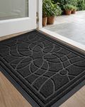 DEXI Front Door Mat, Welcome Mat Heavy Duty Non Slip Low Profile Outside Doormat for Entryway, Patio, Garage, High Traffic Areas, 2'x3', Black