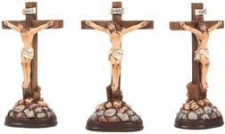 Juvale Religious Statues - 3-Pack Jesus Cross Crucifix Figurines - Holy Catholic Crosses, Resin Figures of Christ's Crucifixion - 1.7 x 3.6 x 1.25 Inches