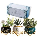 PeraBella 3-Piece Succulent Planter Set, Romantic Gift for Her, Anniversary, Wedding, Birthday, Home Decor