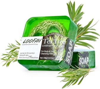 Antifungal Antibacterial Tea Tree Soap, Organic Natural Soap Bar, Handmade Tea Tree Loofah Soap for Face and Skin, Scrub Tea Tree Soap Bar, Antifungal Antibacterial Treatment Soap for Anti-Acne
