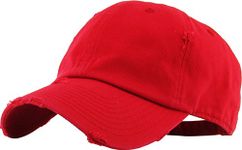 KBETHOS Vintage Washed Distressed Cotton Dad Hat Baseball Cap Adjustable Polo Trucker Unisex Style Headwear (Vintage) Red Adjustable