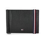 Tommy Hilfiger Milled Club Leather Moneyclip for Men - Black & Brown, 7 Card Slots