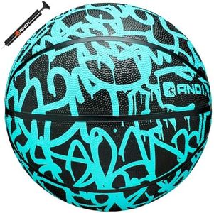 AND1 Fantom Classic Graffiti Rubber Basketball Size 7 (29.5"), Indoor/Outdoor Basketball with Hand Pump, Deep Channel Construction, Premium Materials, Vibrant Colors