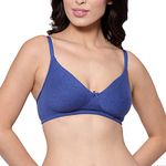 Inner Sense Women's Soft Organic Cotton Bamboo T-Shirt Bra I Everyday Cotton Bra for Women Non Padded, Wirefree ISB084-Royal Blue