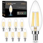 Cotanic Dimmable Candelabra LED Bulb 3000k Soft White,E12 Base Ceiling Fan Light Bulb 60W Equivalent, B11 LED Candle Shape with Clear Glass,C35 Filament Chandelier Light Bulb,600LM,8 Pack