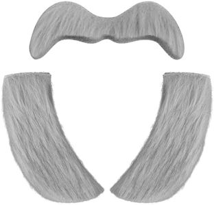 EMORBALS Fake Beard, Gray Fake Mustache，Self-Adhesive Beard Costume for Teens and Adults(Gray)