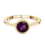 GOLDHARTZ Amethyst February Birthstone Bezel set Solitaire Ring in 18K Yellow Gold Vermeil Overlay Sterling Silver for Women | 12 Birthstones | Best Gift for Her (GH0173B-Amethyst Ring_17)