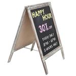 MyGift Freestanding Rustic Torched Wood Message Memo Chalkboard Sign/Sidewalk A-Frame Chalk Sandwich Board